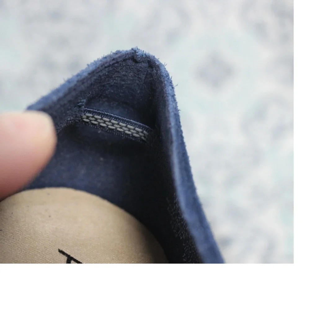 ANNE KLEIN Navy Blue Suede Espadrille Flats‎ Studded Detail Slip On Shoes 8M